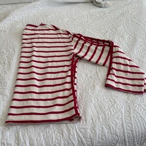LOFT Red and Cream Striped Blouse with ribbon piping